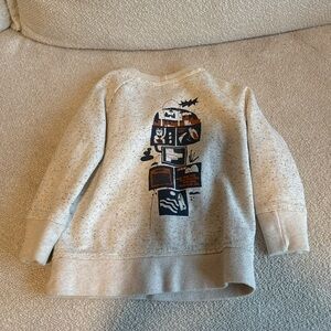 Kids Gray Sweatshirt with Robot Graphic